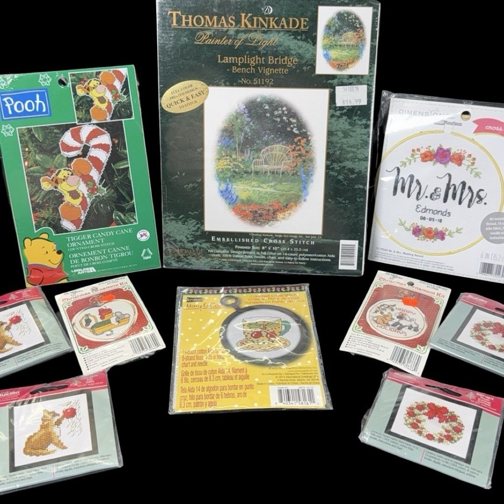 Cross Stitch Mixed Lot of 10 - Disney Tigger Thomas Kinkade Bucilla Dimensions - Picture 3 of 16